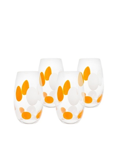 Cloud Highball Hand-Crafted Glass, Orange, Set of 4