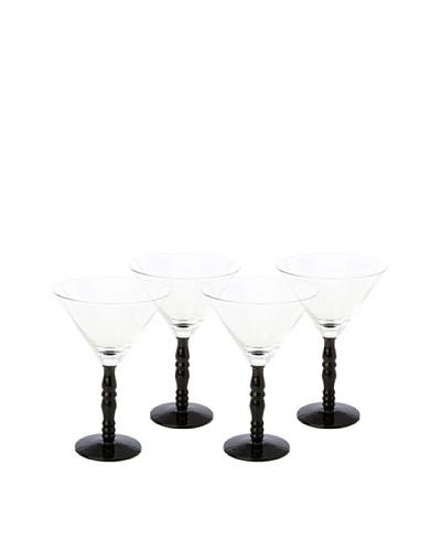 Impulse! Set of 4 Seduction Martini Glasses, Black/Clear