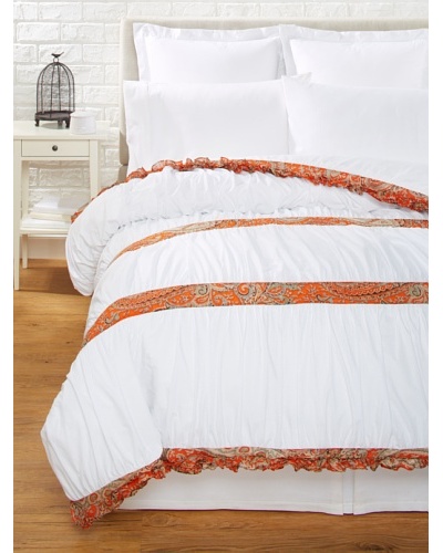 India Rose Kathryn Duvet Cover, White/Orange, QueenAs You See