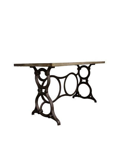 Industrial Chic Singer Dining Table, Zinc Metal