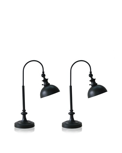Murray Feiss Set of 2 Antiqued Task Lamps, Black