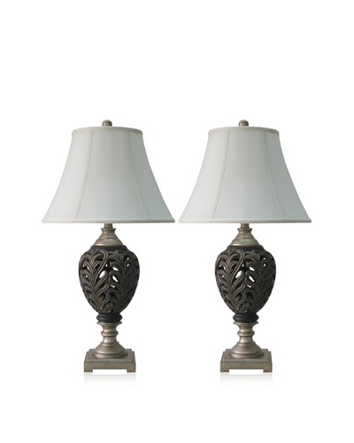 Murray Feiss Set of 2 Table Lamps, Dark Brown/Silver