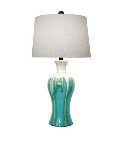Integrity Lighting Glazed Ceramic Table Lamp, Aqua/Blue/Cream