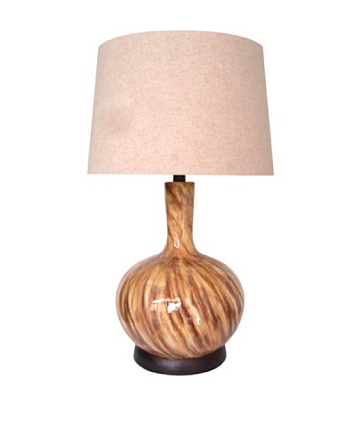Integrity Lighting Blown Glass Table Lamp with Nightlight, Brown/Beige
