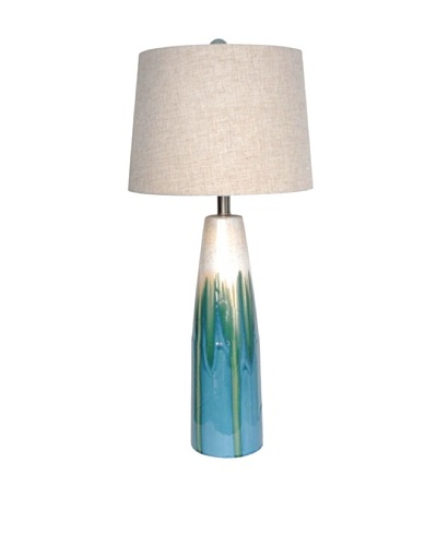 Integrity Lighting Glazed Ceramic Table Lamp, Cream/Blue