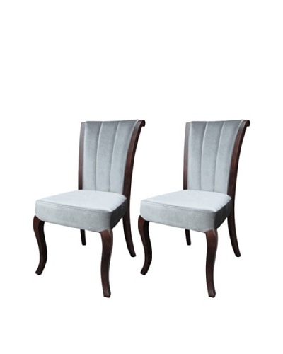 International Design USA Set of 2 Venice Velvet Dining Chairs, Pewter