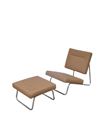 International Design USA Malaga Chair & Ottoman Set, Brown