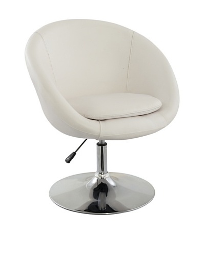International Design USA Barrel Adjustable Swivel Leisure Chair, White