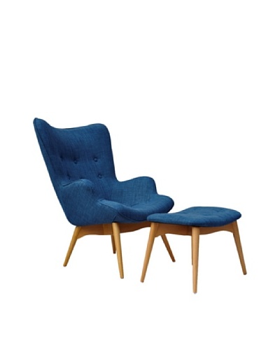 International Design USA Huggy Chair & Ottoman Set, Blue