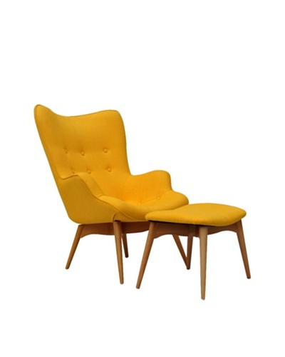 International Design USA Huggy Chair & Ottoman Set, Yellow