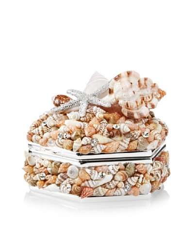 Isabella Adams Natural Sea Shell Keepsake Box with Swarovski Crystals, Silver