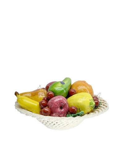 Italian Capodimonte Ceramic Hand-Made Fruit Basket