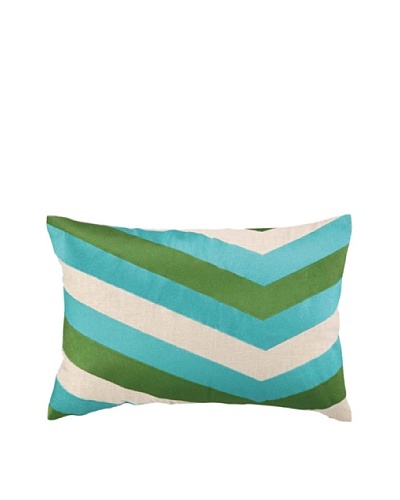 Iza Pearl Calypso Stripe Embellished Pillow, Azul