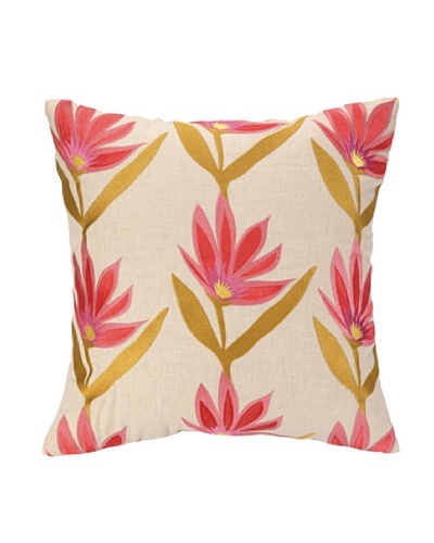 Iza Pearl Garden Party Tango Embellished Down Pillow, Pink/Gold, 18 x 18