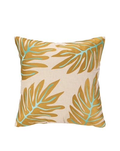 Iza Pearl Palm Dance Embellished Down Pillow, Gold/Blue, 18 x 18As You See