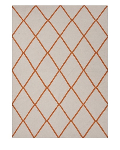 Jaipur Rugs Hand-Made Geometric-Pattern Wool Flat-Weave Rug [Red/Orange]