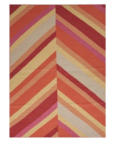 Jaipur Rugs, Inc. Flat Weave Stripe Pattern Red/Orange Wool Handmade ( 3.6x5.6 ) [Red/Orange]