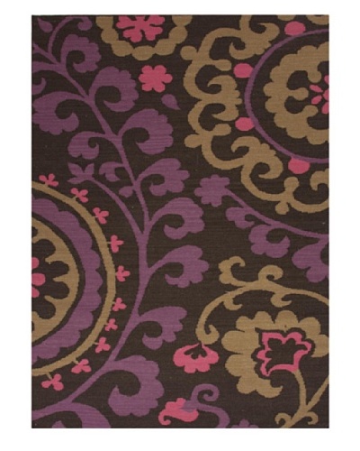 Jaipur Rugs, Inc. Flat Weave Floral Pattern Pink/Purple Wool Handmade ( 3.6x5.6 ) [Pink/Purple/Gray/...