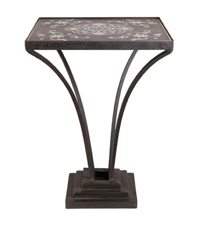 Jamie Young Floral Labelle Iron & Marble Table, Black/Aged Iron