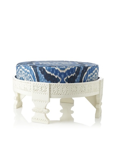 Jamie Young Turkish Ottoman with Cushion, White/Navy