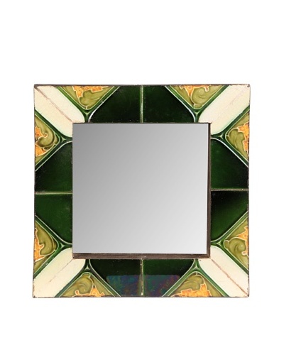 Jamie Young Tile Mirror, Black/Green Multi, 12 x 12