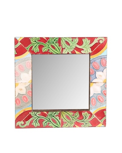 Jamie Young Tile Mirror, Red/Green Multi, 12 x 12