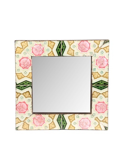 Jamie Young Tile Mirror, Ivory/Pink Multi, 12 x 12
