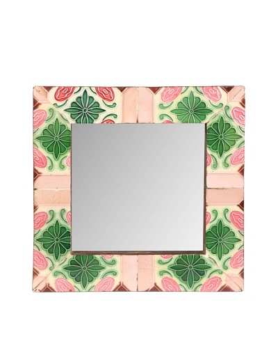 Jamie Young Tile Mirror, Pink/Green Multi, 12″ x 12″