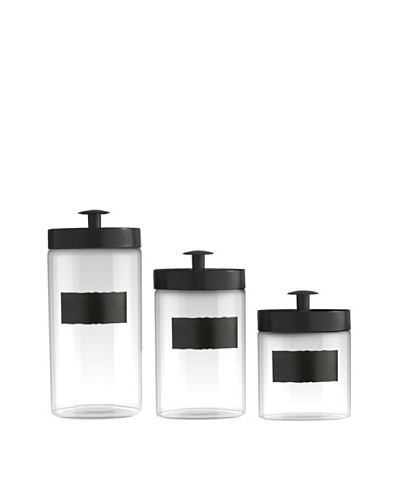 Jay Imports Set of 3 Glass Canisters with Chalkboard Labels