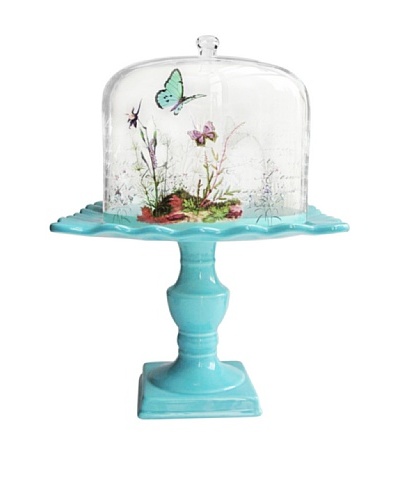 Jay Imports Butterfly Domed Square Pedestal Plate