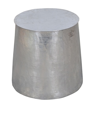 Jeffan Tempered Metal Cylinder Side Table, Silver