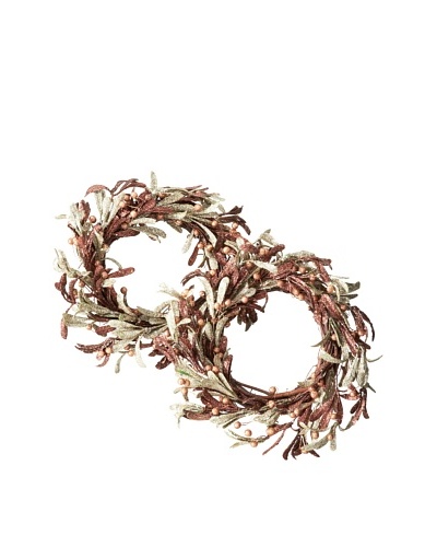 Jim Marvin Set of 2 Glitter Mistletoe 9 Wreaths, Brown