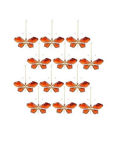 Jim Marvin Collection Set of 12 Butterfly Ornaments, Amber, 5