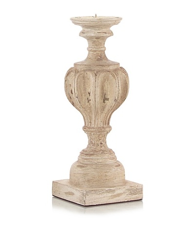 John-Richard Collection Hand-Carved Wood Pillar Candleholder