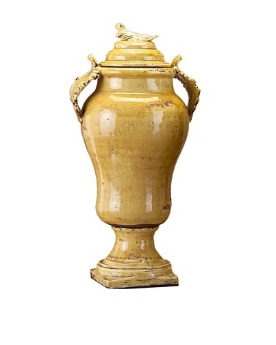John-Richard Collection Hand Thrown Italian Mustard Vase with Lid
