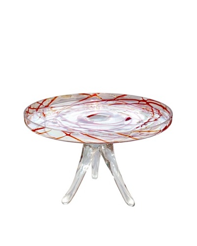 Jozefina Art Glass Jelly Cake Plate, Clear/Red