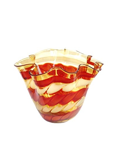 Jozefina Art Glass Amore Bowl, Amber/Red/Cream