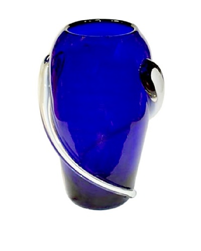 Jozefina Art Glass Geo Vase, Blue/White