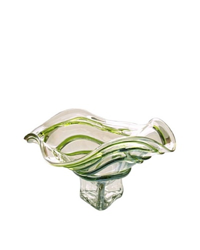 Jozefina Art Glass Neptune Bowl, Clear/Olive
