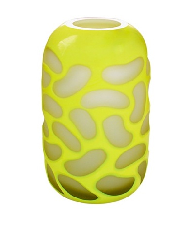 Jozefina Art Glass Fusion Vase, White/Yellow
