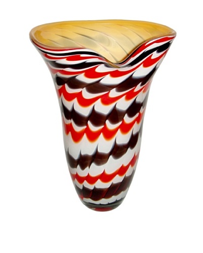 Jozefina Art Glass Dancing Vase, Red/Black/BeigeAs You See