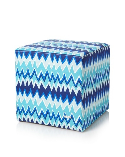 Julie Brown Indoor/Outdoor Square Ottoman, Blue Charlie