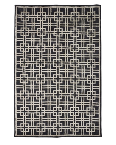 Kabir Handwoven Rugs  Linen Rug, Charcoal/Grey, 6' x 9'