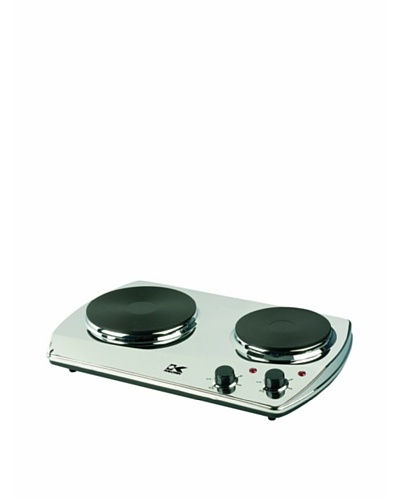 Kalorik 1400-Watt Portable Chrome Burner with 2 Cast Iron Cooking Plates [Chrome]