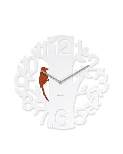 Karlsson Woodpecker Wall Clock, White