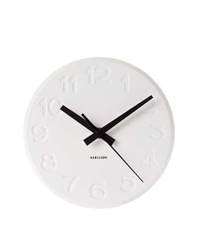Karlsson Engraved Numbers Steel Wall Clock, White