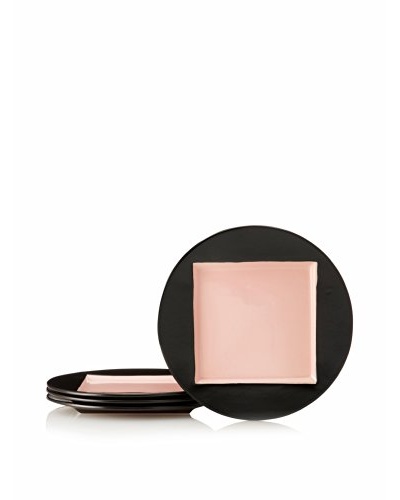 Kate Spade Saturday Set of 4 Square-in-Circle Accent Plates, Black/Blush