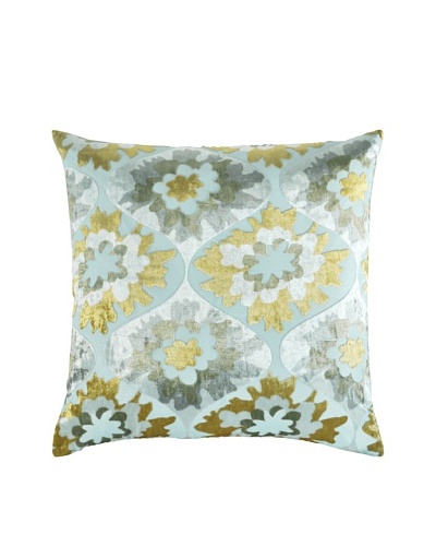 Kevin O'Brien Studio Hand-Printed Devore Velvet Puff Flower Pillow