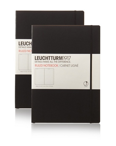 Kikkerland Set of 2 Leuchtturm Large Books, Lined, Black