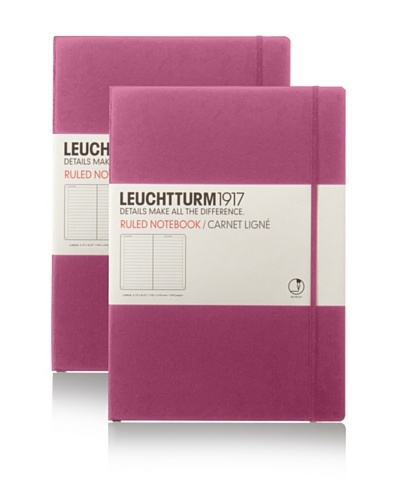 Kikkerland Set of 2 Leuchtturm Large Book Lined, Pink